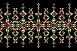 Geometric floral pattern background illustration.flower ethnic pixel pattern,Aztec style,abstract background.design for texture,fabric,clothing,decoration,print,sarong. vector