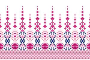 Geometric floral pattern background illustration.flower ethnic pixel pattern,Aztec style,abstract background.design for texture,fabric,clothing,decoration,print,sarong. vector