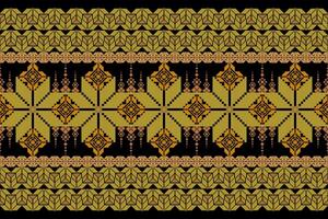 Geometric floral pattern background illustration.flower ethnic pixel pattern,Aztec style,abstract background.design for texture,fabric,clothing,decoration,print,sarong. vector