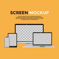 Gadget monitor laptop screen mockup design template vector