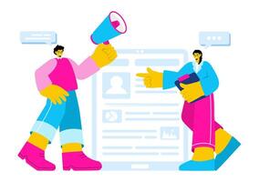 Personal Portfolio Illustration with Profile Data, Resume, or Self-Improvement to Attract Clients and Employers in a Flat Cartoon Background vector