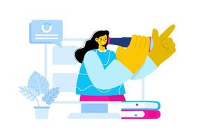 Personal Portfolio Illustration with Profile Data, Resume, or Self-Improvement to Attract Clients and Employers in a Flat Cartoon Background vector