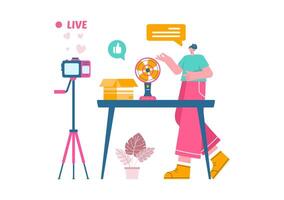 Electronics Review Illustration with Customer Ratings on Quality of Service or Application and Providing Feedback in a Flat Cartoon Background vector