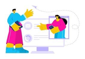 Personal Portfolio Illustration with Profile Data, Resume, or Self-Improvement to Attract Clients and Employers in a Flat Cartoon Background vector