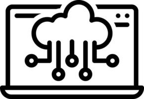 Black line icon for cloud computing vector