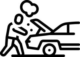 Black line icon for vehicle breakdown vector
