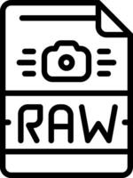 Black line icon for raw file vector