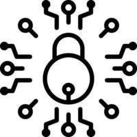 Black line icon for secure network vector