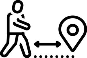Black line icon for distance vector