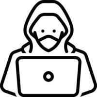 Black line icon for hacker vector