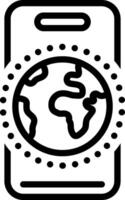 Black line icon for global communication vector