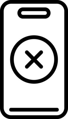 Black line icon for no phone