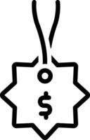 Black line icon for price tag vector
