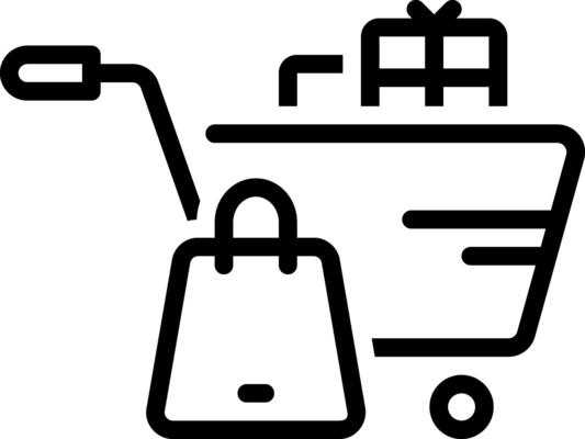 Black line icon for shopping