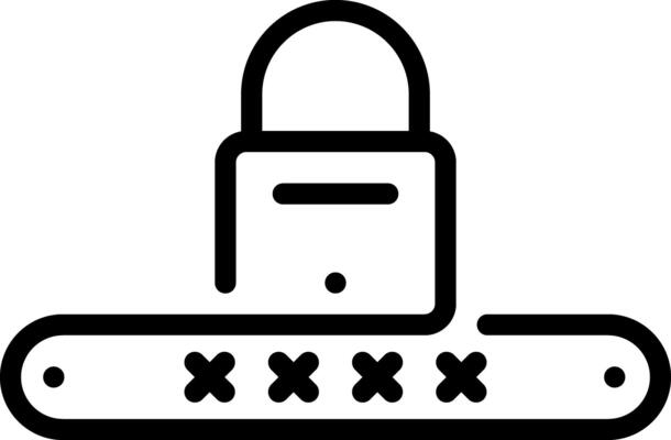 Black line icon for password