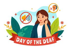 Day of the Deaf Illustration on September 26 to Raise Awareness about Preventing Deafness and Ear Treatment in a Flat Style Cartoon Background vector
