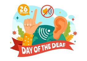 Day of the Deaf Illustration on September 26 to Raise Awareness about Preventing Deafness and Ear Treatment in a Flat Style Cartoon Background vector