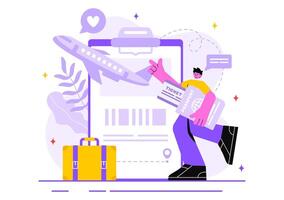 Online Travel Ticket Illustration Through a Transportation and Journey Provider App for Booking in a Flat Style Cartoon Background vector