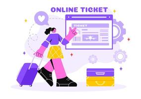 Online Travel Ticket Illustration Through a Transportation and Journey Provider App for Booking in a Flat Style Cartoon Background vector