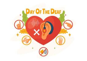Day of the Deaf Illustration on September 26 to Raise Awareness about Preventing Deafness and Ear Treatment in a Flat Style Cartoon Background vector
