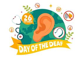 Day of the Deaf Illustration on September 26 to Raise Awareness about Preventing Deafness and Ear Treatment in a Flat Style Cartoon Background vector