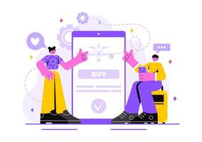 Online Travel Ticket Illustration Through a Transportation and Journey Provider App for Booking in a Flat Style Cartoon Background vector