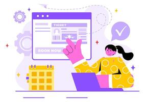 Online Travel Ticket Illustration Through a Transportation and Journey Provider App for Booking in a Flat Style Cartoon Background vector