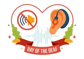 Day of the Deaf Illustration on September 26 to Raise Awareness about Preventing Deafness and Ear Treatment in a Flat Style Cartoon Background vector