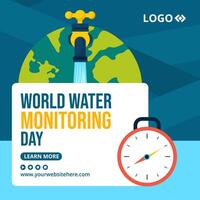 Water Monitoring Day Social Media Illustration Flat Cartoon Hand Drawn Templates Background vector