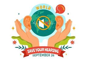 Day of the Deaf Illustration on September 26 to Raise Awareness about Preventing Deafness and Ear Treatment in a Flat Style Cartoon Background vector