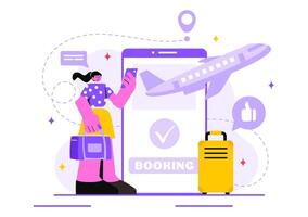 Online Travel Ticket Illustration Through a Transportation and Journey Provider App for Booking in a Flat Style Cartoon Background vector