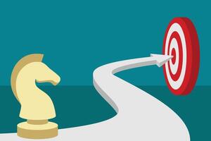 Chess on the way to success, flat design illustration related to business analysis and strategy vector