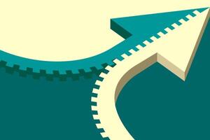 Zipper style arrow merger related to teamwork or unity. vector