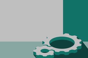 Isometric cogwheel illustration with empty space vector