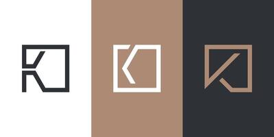 Set of letter K logo design with squere style. Premium vector