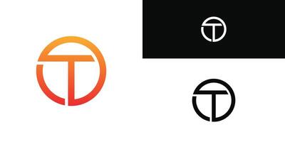 Letter T logo design with circle shape. Premium vector