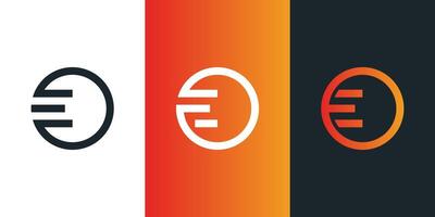 Set of letter E logo design with circle shape. Premium vector