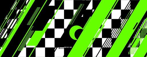 abstract green racing background with checkboard and lines vector