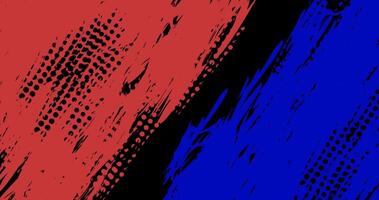 a red and blue background with a black stripe brush vector