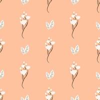 Flowers and leaves seamless pattern. Flower simple minimalistic seamless pattern graphic design for paper, textile print, page fill. Floral background with hand drawn wild flowers, herbs and leaves. vector