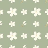Flowers and leaves seamless pattern. Flower simple minimalistic seamless pattern graphic design for paper, textile print, page fill. Floral background with hand drawn wild flowers, herbs and leaves. vector