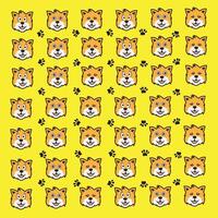 cute dog and paw pattern vector