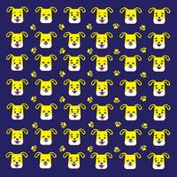 cute dog and paw pattern vector