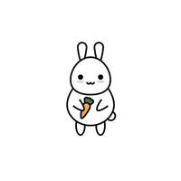 Cute Rabbit on White Background in Simple Drawing Line. vector