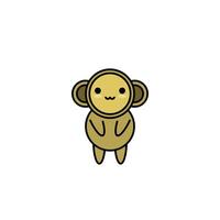 Cute Monkey on White Background in Simple Drawing Line. vector