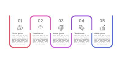 Infographic line wave design with 5 options. Business presentation, Planning, Marketing, Strategy and Report. vector