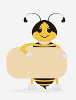Honey bees holding a blank banner text space vector