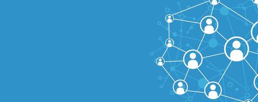 Business online communication and abstract social network connection concept. Global network connection. Business social network connection people on blue background. Global internet technology. vector