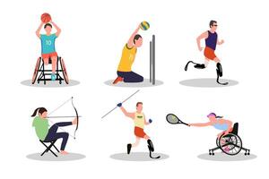 Paralympic athletes with different disabilities are training and competing at a professional level vector