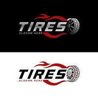 Burning tire logo showing speed for garage or automotive business vector
